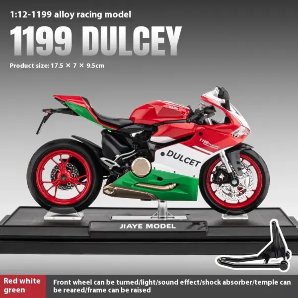 1:12 Scale Ducati 1199 Diecast Motorcycle Model - Image 8