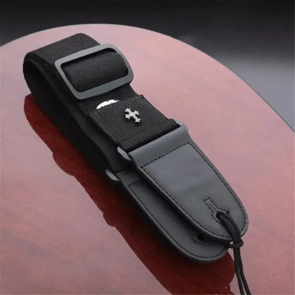 Vintage Cross Design Guitar Strap with Pocket - Image 9