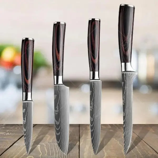 Professional Japanese Chef Knife Set with Wood Handle