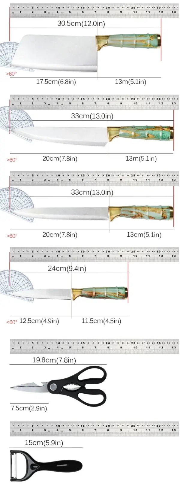 Professional Chef's Multi Knife Set with Box - Image 6