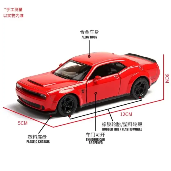 1:36 Dodge Challenger SRT Demon Alloy Car Model - Image 6