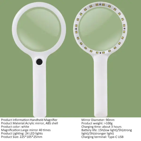 Rechargeable Handheld Illuminated Magnifier 40/30/20X - Image 6