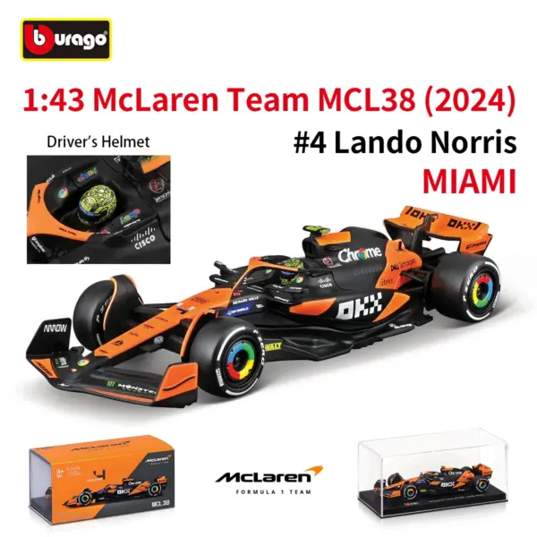 Bburago 1:43 McLaren MCL38 Diecast Model Car - Image 2