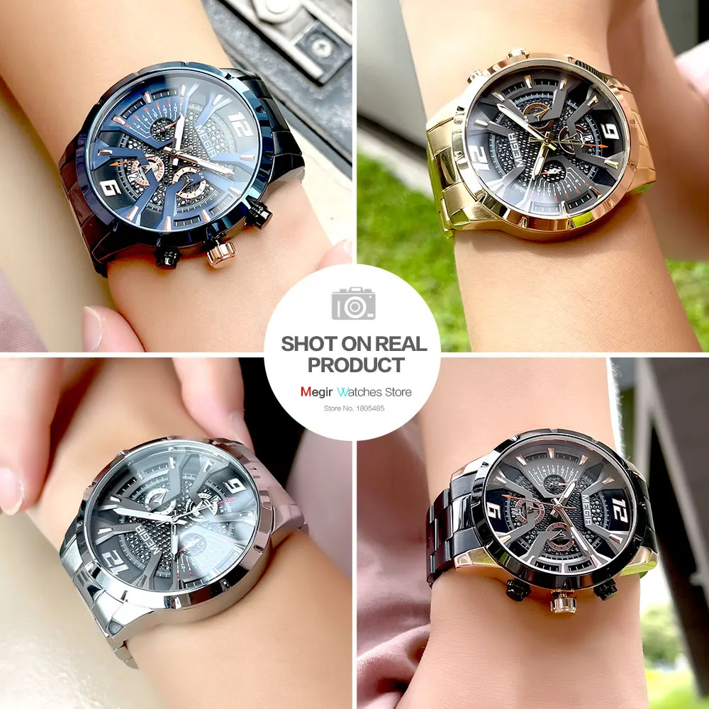 MEGIR MS2221GGD-1N3 Men's Quartz Chronograph Watch 5 MEGIR MS2221GGD-1N3 Men's Quartz Chronograph Watch - Image 5