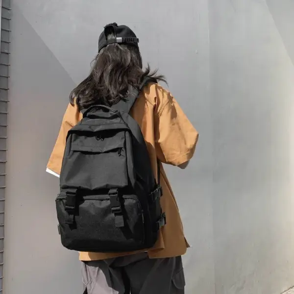 Black Unisex Backpack for Travel and School - Image 2