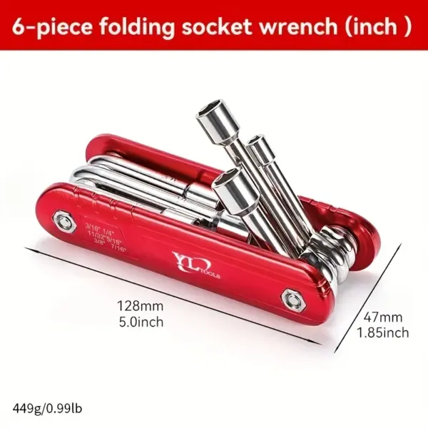 Compact Folding Socket Wrench Tool Set 6 inches - Image 5