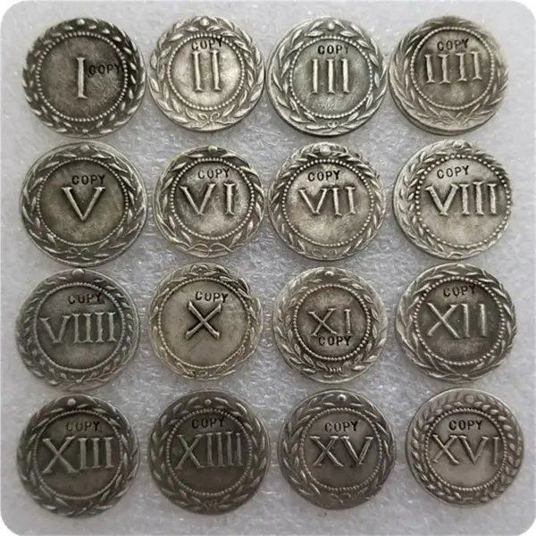 16 Metal Greek Roman Spintriae Replica Tokens - Image 2