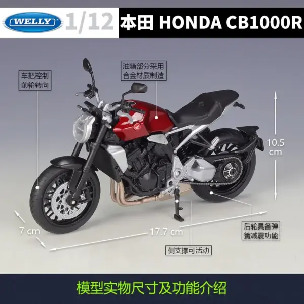 WELLY 1:12 Honda CB1000R Alloy Model Motorcycle - Image 2