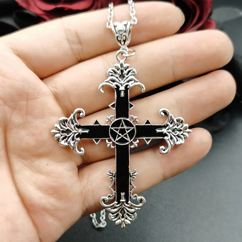 Gothic Upside Down Cross Pendant Necklace 2 Gothic Upside Down Cross Pendant Necklace - Image 2