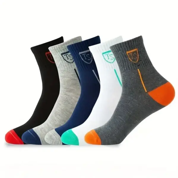 5 Pairs Men's Athletic Crew Socks Set - Image 6