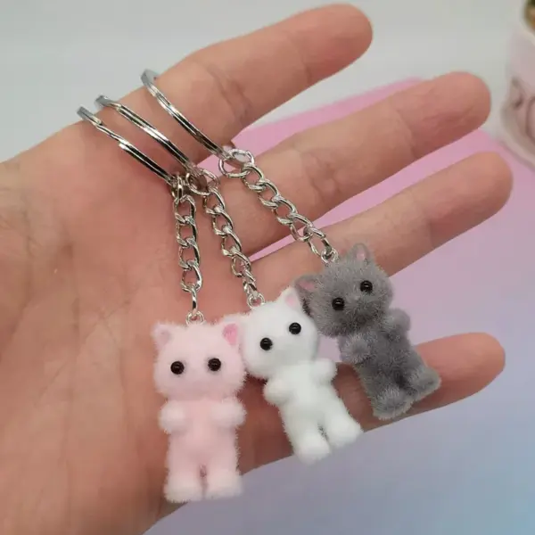 Kawaii Kitty Cat Bow Heart Keychain - Image 2