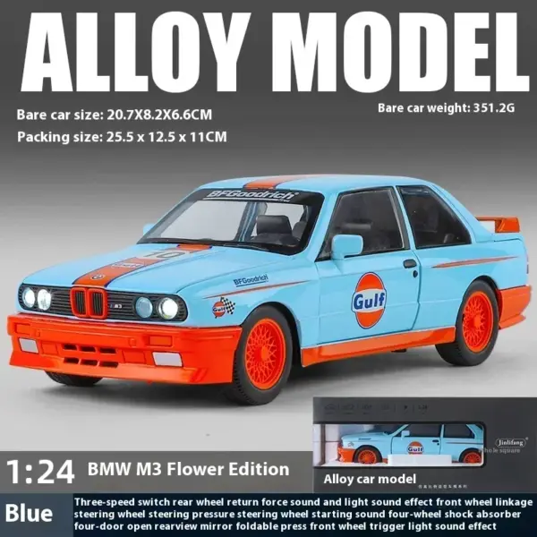 1:24 BMW M3 E30 Metal Diecast Car Model - Image 7