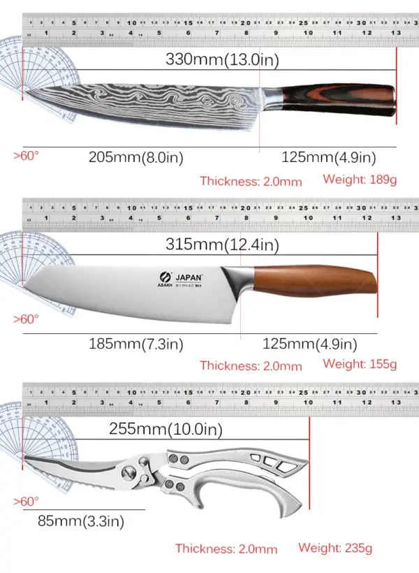 Japanese Kitchen Chef's Knife with Wooden Handle - Image 6