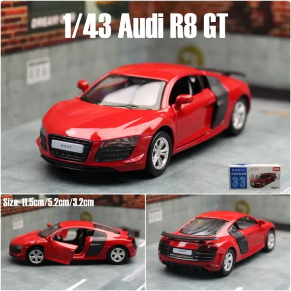 1:36 Audi R8 Coupe Diecast Model Car - Image 10