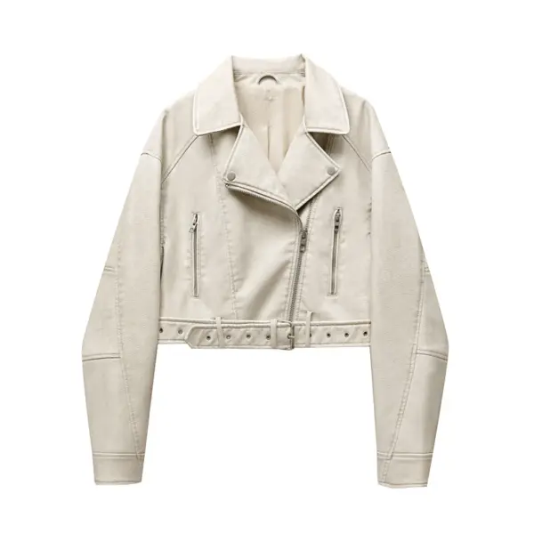 Women's Vintage Style Faux Leather Jacket - Image 8