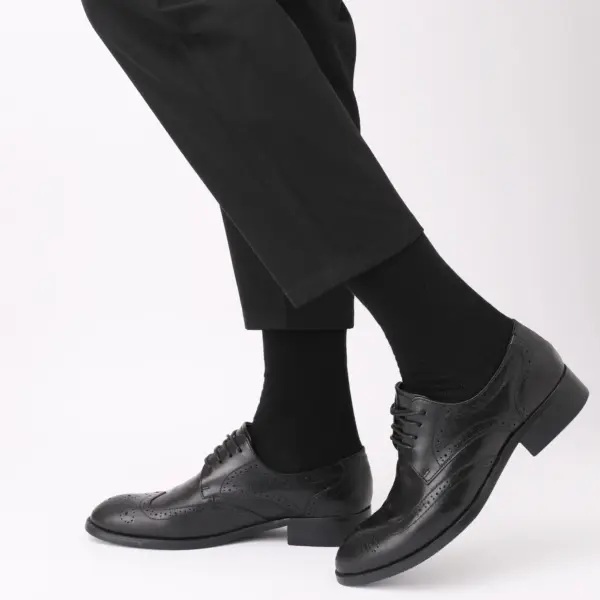 6 Pairs Men's Black Dress Socks Crew - Image 3
