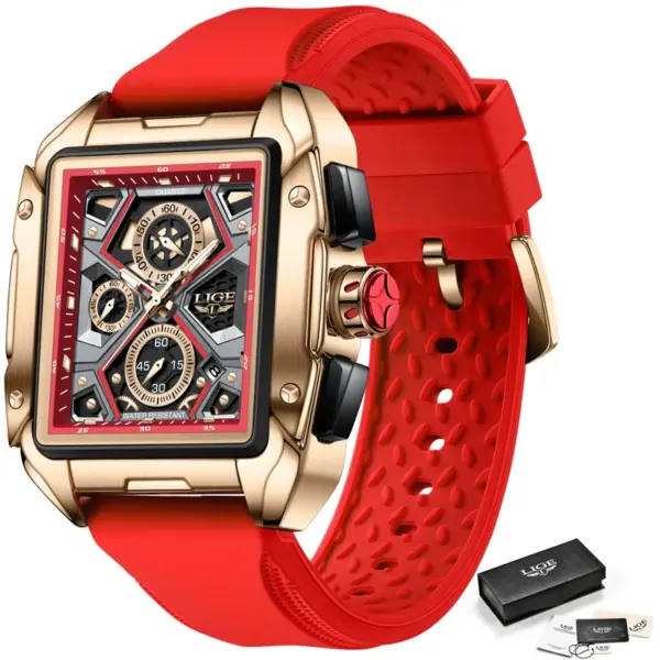 LIGE 2023 Square Quartz Sports Watch - Image 9