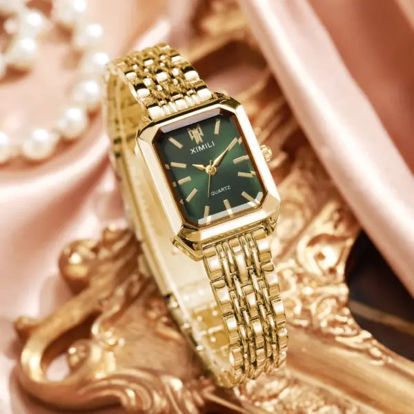 Women's Quartz Watch Model V248 Gold Green - Image 5