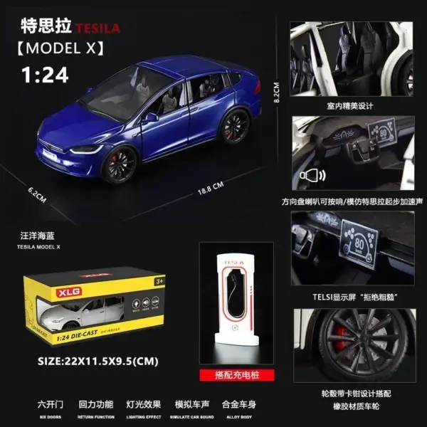 1:24 Tesla Model X Diecast Alloy Car Model - Image 8