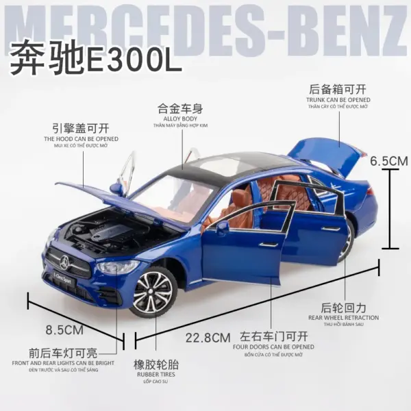 1:24 Mercedes-Benz E300L Diecast Model Car - Image 3