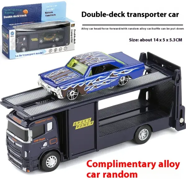 Miniature Dual-Deck Alloy Transport Truck Model - Image 2