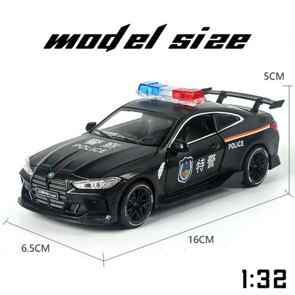 1:32 Scale BMW M4 Police Diecast Car Model - Image 6