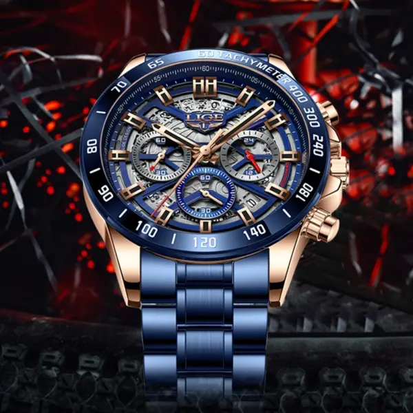 LIGE Men's Luxury Chronograph Watch - Image 3