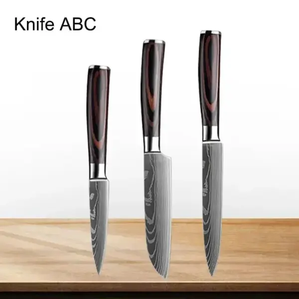 Professional Japanese Chef Knife Set with Wood Handle - Image 14