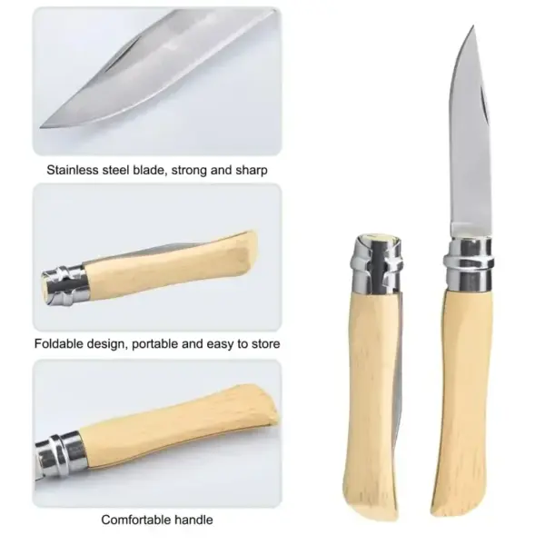 Stainless Steel Folding Fruit Knife Set - Image 6