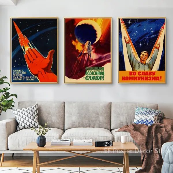 Soviet Space Rocket Vintage Poster Prints - Image 2