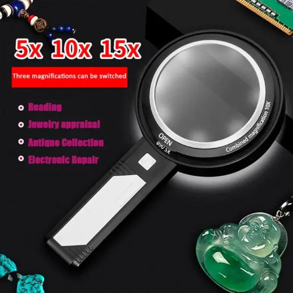 Illuminated Handheld Magnifier with 8 LED Lights - Image 6