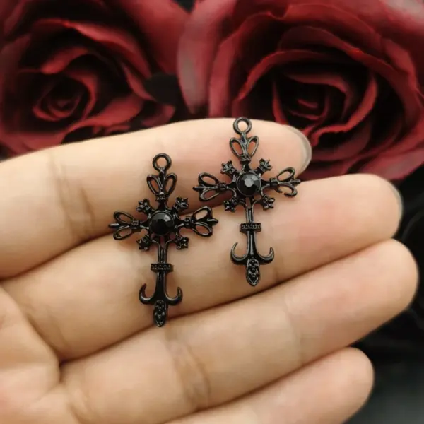 5pcs Black Gothic Cross Charms for Jewelry - Image 6