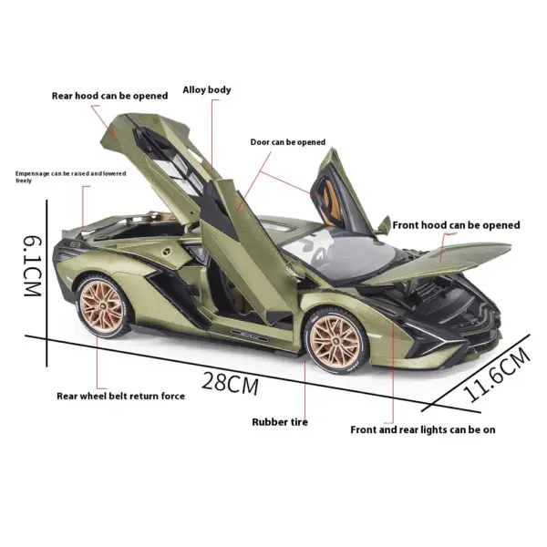 1/18 Scale Lamborghini SIAN Diecast Car Model - Image 2