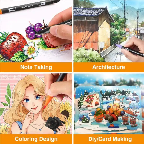 168 Colors Dual Brush Art Markers Set - Image 5