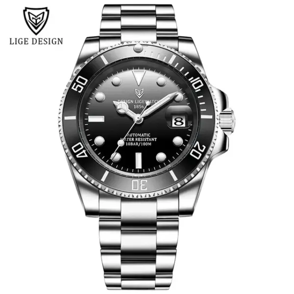 LIGE Automatic Men's Diver Stainless Steel Watch - Image 7