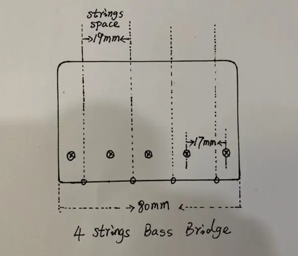 Chrome Vintage Bridge for 4 String Bass Guitar - Image 6