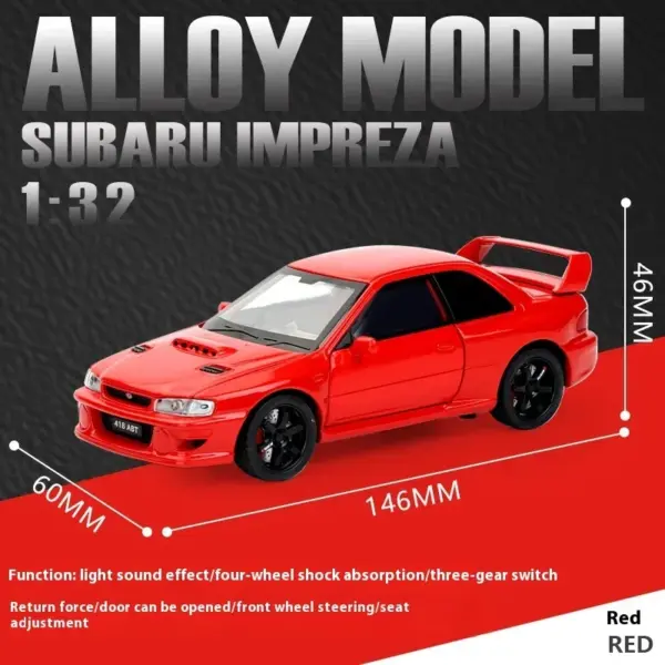 1:32 Subaru Impreza WRX STI Diecast Model Car - Image 8