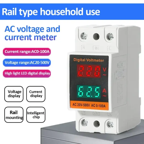 LCD Dual Digital Din Rail Power Meter