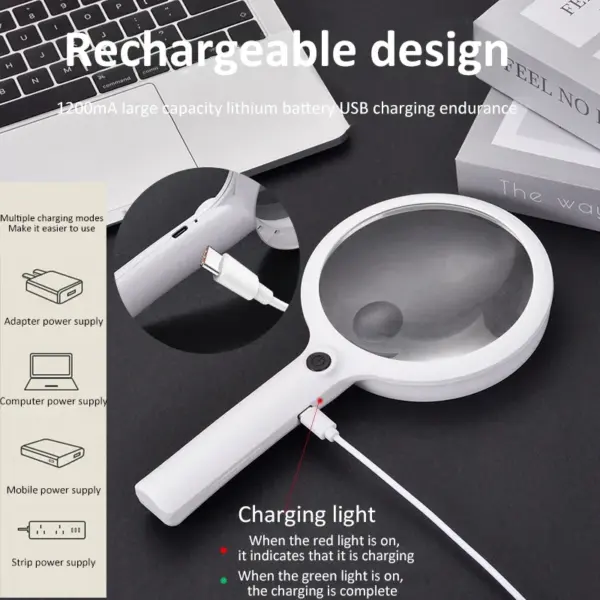 Rechargeable Handheld Illuminated Magnifier 40/30/20X - Image 4