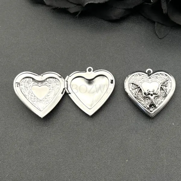 2pcs Bat Heart Locket Charms for Jewelry Making - Image 3