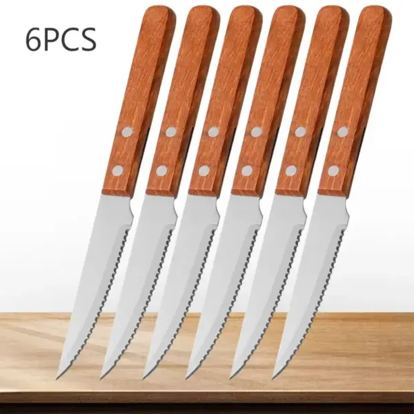 Stainless Steel Steak Knife Set with Wooden Handle - Image 8