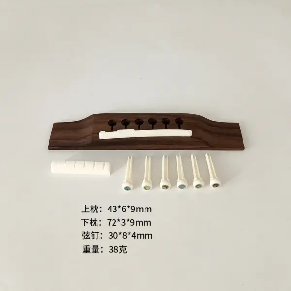Guitar Bridge with Bone Saddle and Pins Set - Image 6