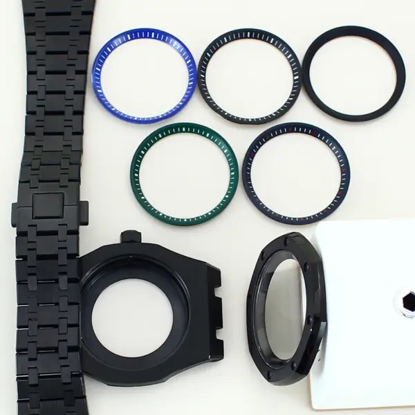 41mm Black Octagon Sapphire Watch Case Set