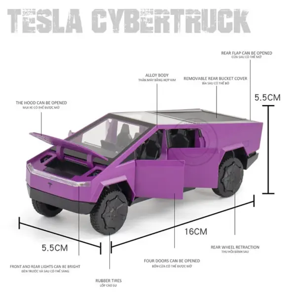 1:32 Tesla Cybertruck Diecast Toy Model - Image 4