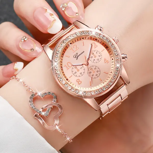 6PC Women's Watch Jewelry Set Rose Gold V248 - Image 5