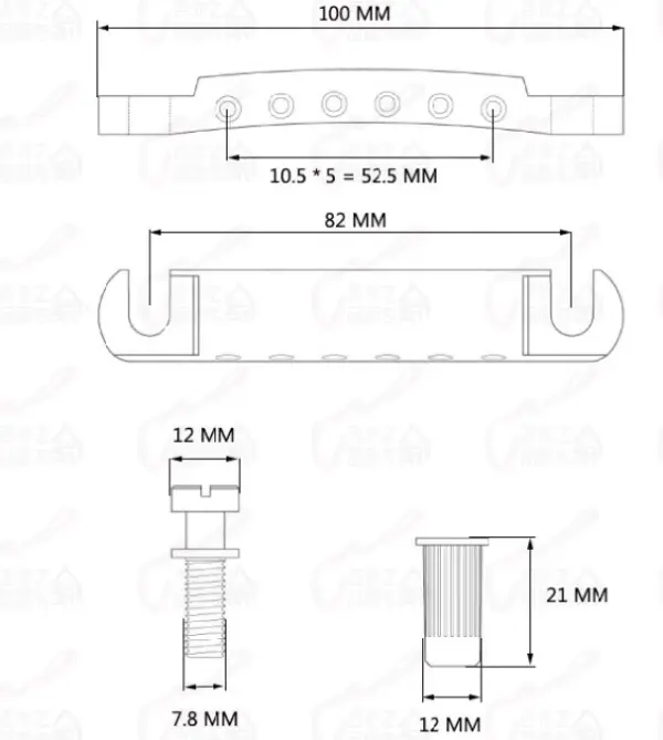 Satin Silver Tune-O-Matic Bridge for Guitar - Image 6