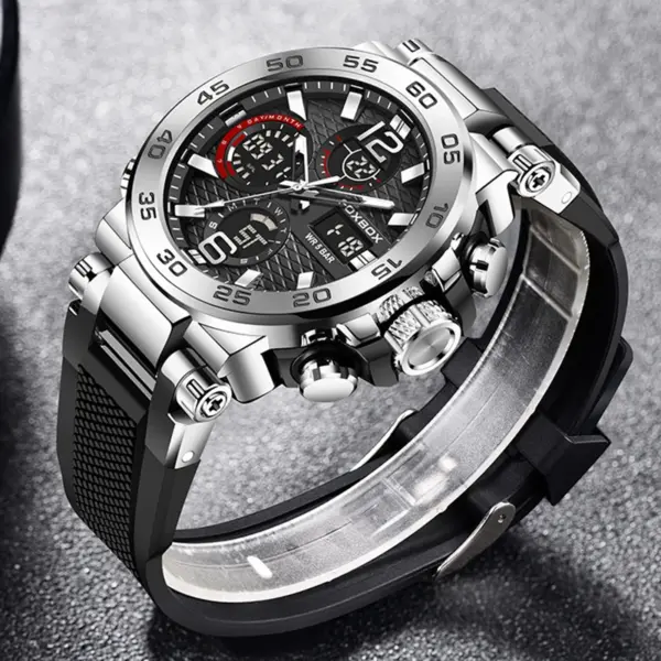 Men's Waterproof Dual Display Silicone Watch - Image 4