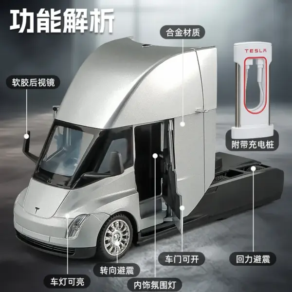 1:24 Metal Tesla SEMI Truck Diecast Model - Image 2