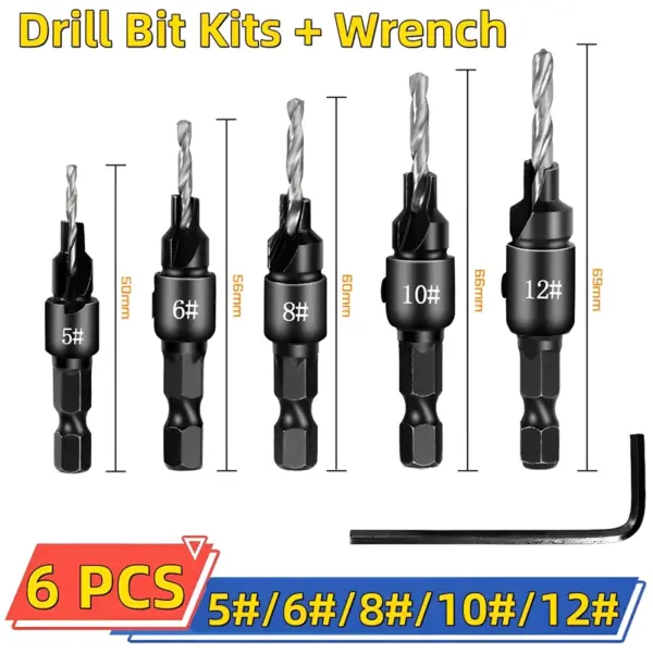 5-Piece Woodworking Countersink Drill Bit Set - Image 9