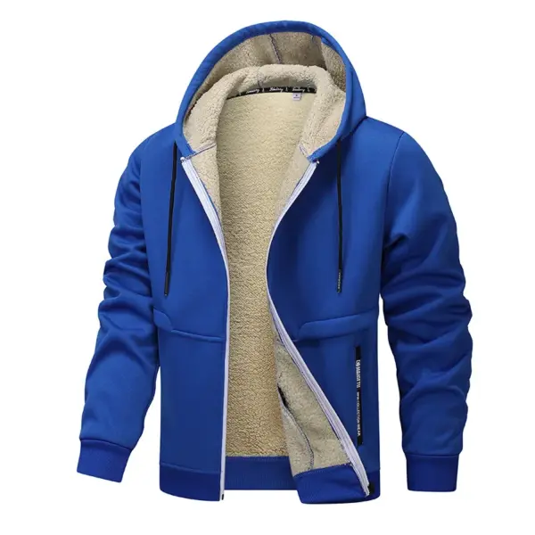 Men's Warm Zip Up Plush Hoodie - Image 8